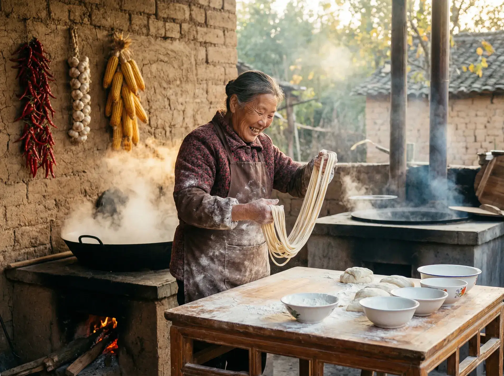 农家大嫂手擀面 - 宝宝家里没人叫大点声 乡村美食